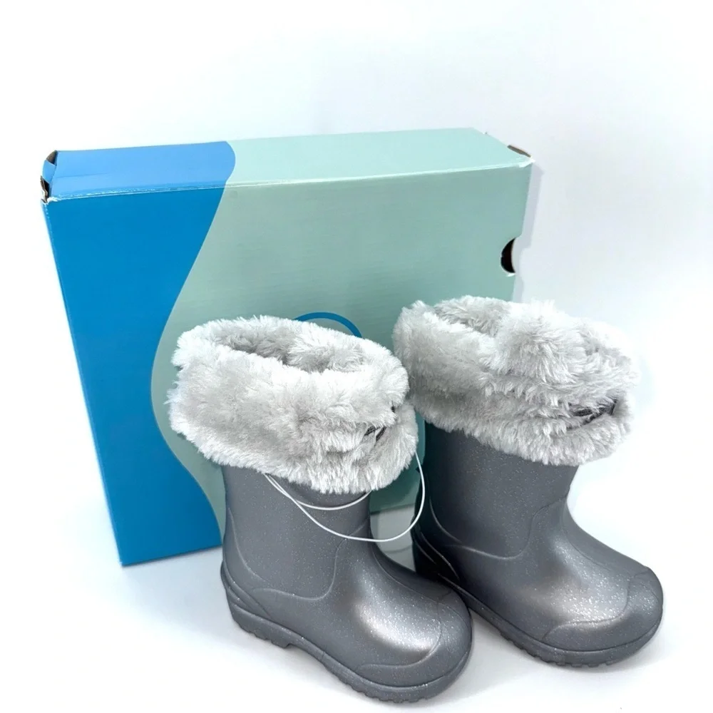 Stride Rite 360 Gecko Silver Baby/Toddler Fur-Lined Boots Size 5
